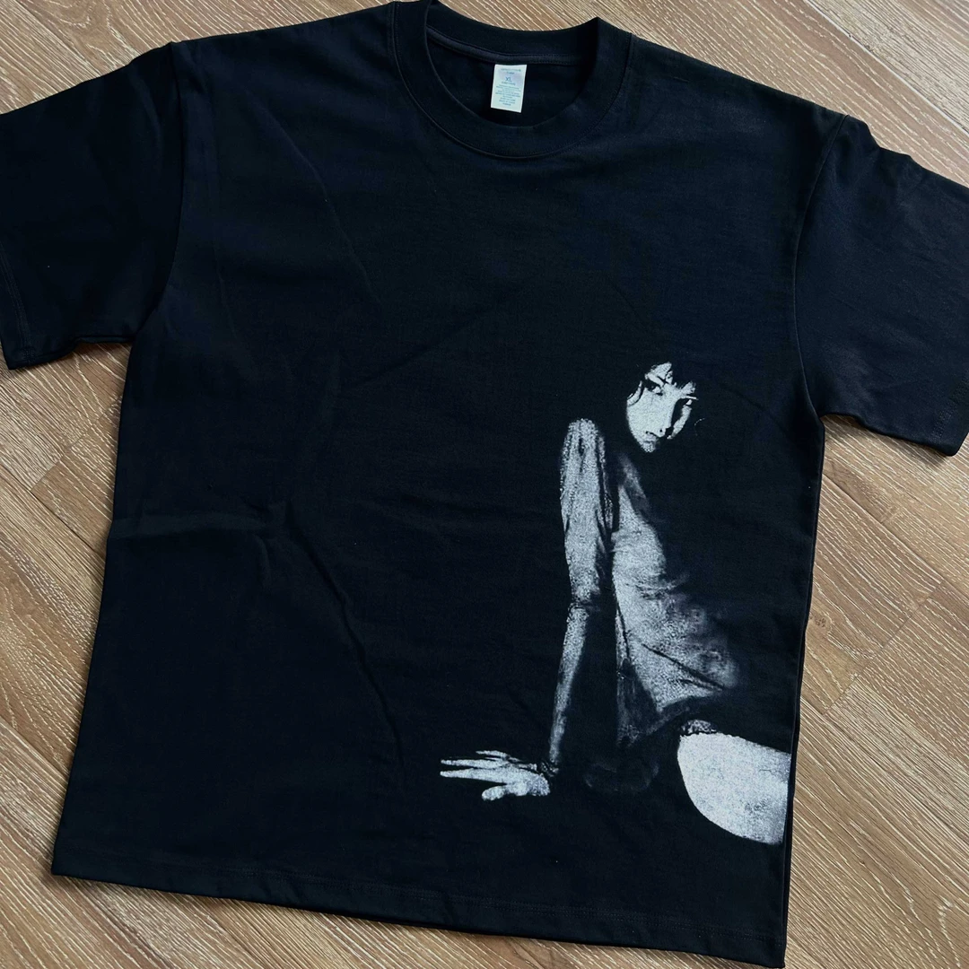 JUNSI夏季原创小众直喷纯棉印花280克短袖美式街头宽松情侣T恤