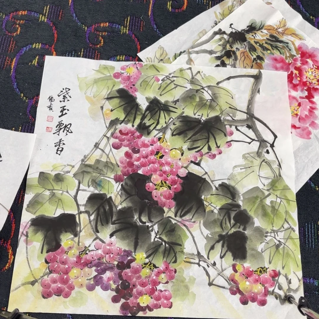 国画斗方绘画作品婉。