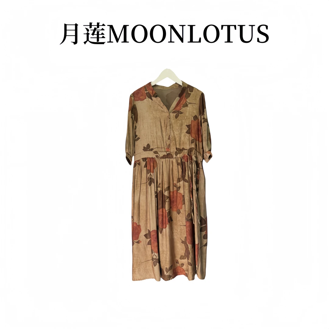 G635  长裙A字裙中长裙夏季提花连衣裙设计师长款休闲收腰女士