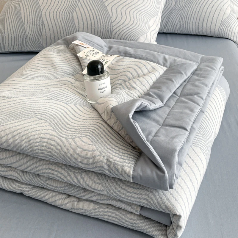 富安娜夏季新款A类100纯棉三层纱夏凉被大豆纤维空调被全棉薄被子