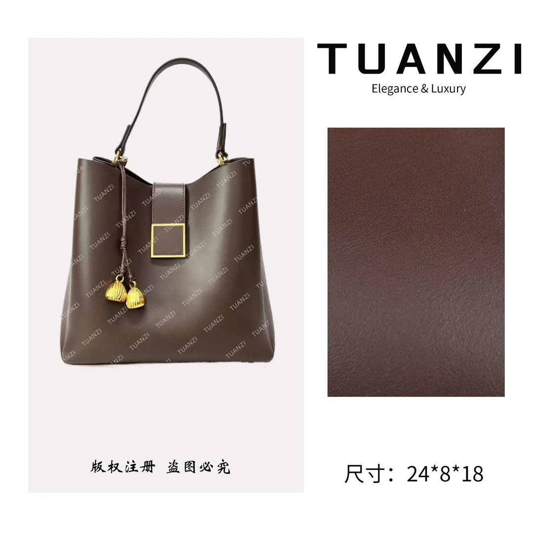TUANZI『高端玩家』新款原创小众设计单肩水桶女包SD-6002-巧克力