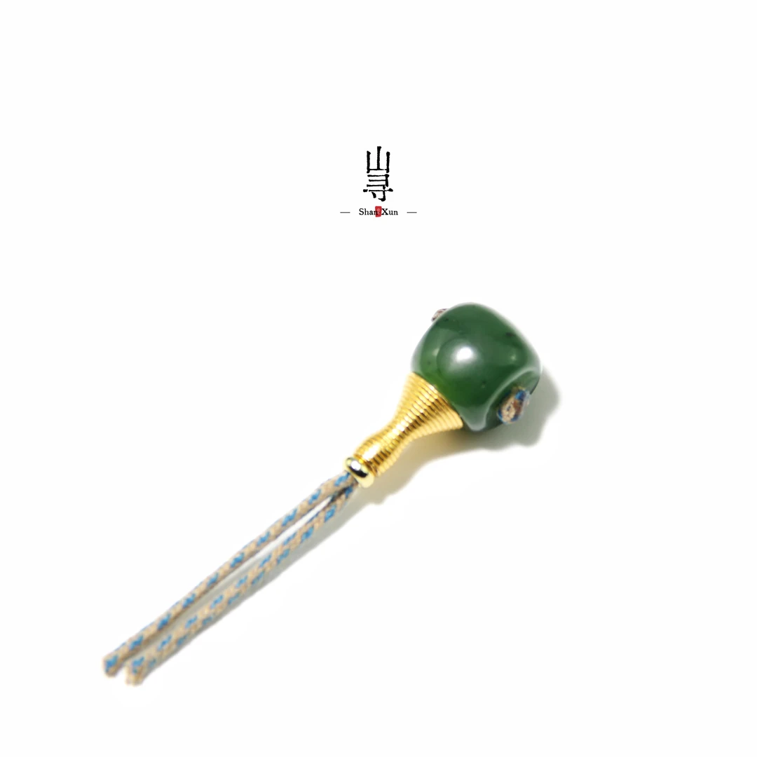 天然和田玉俄罗斯碧玉三通配饰卡10mm百搭简约素款