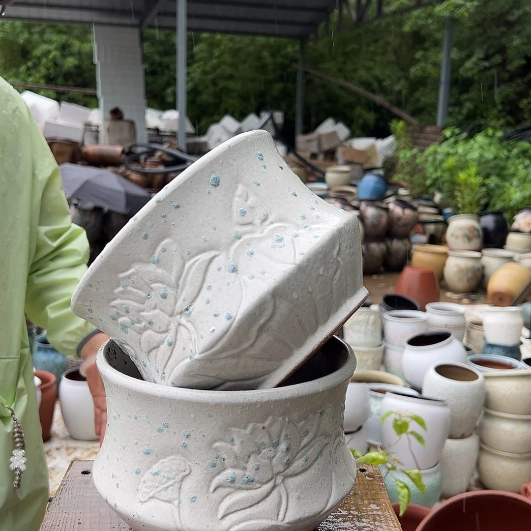 紫砂花盆口径20高度15两个拼盘