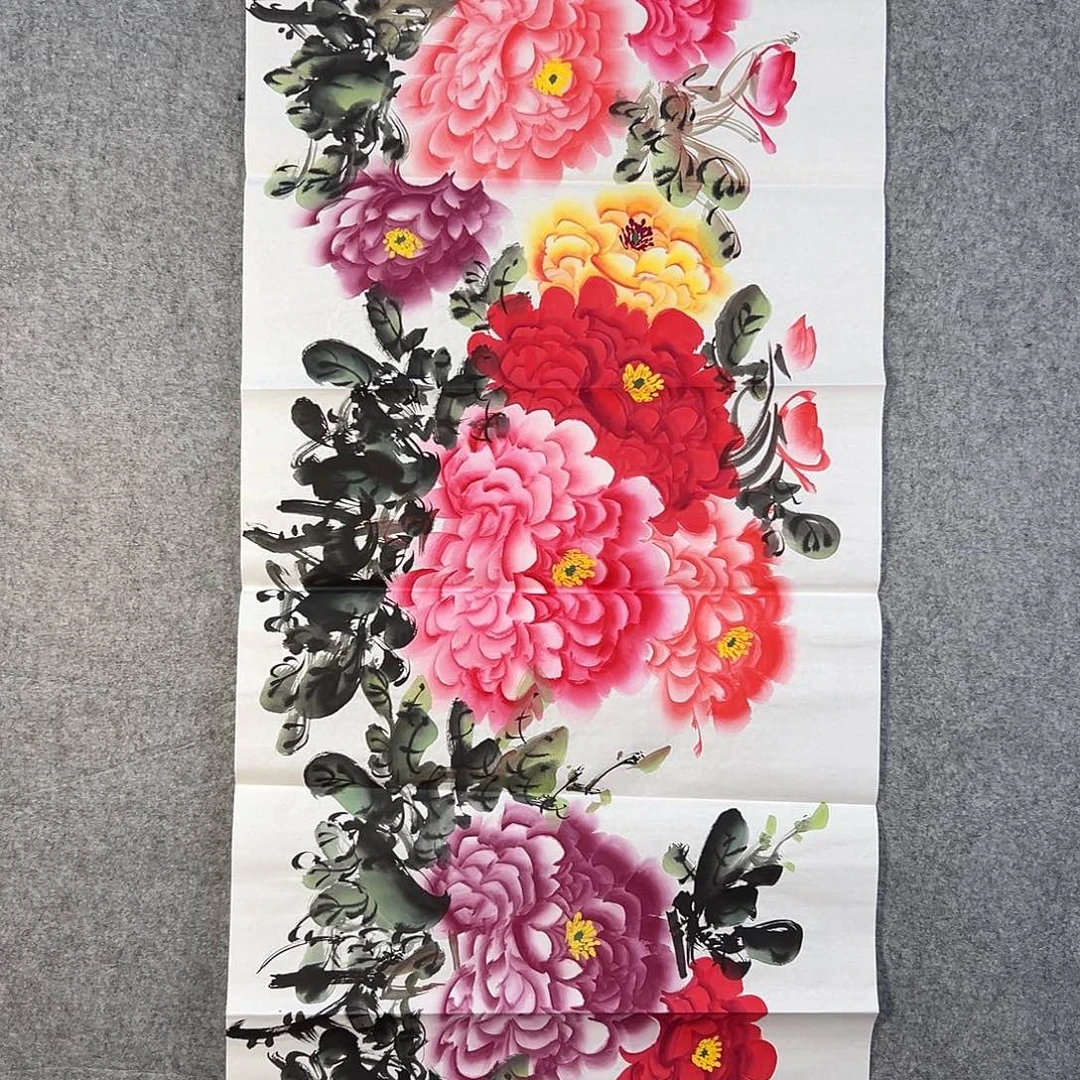 国画066 牡丹花鸟等画风与山水的