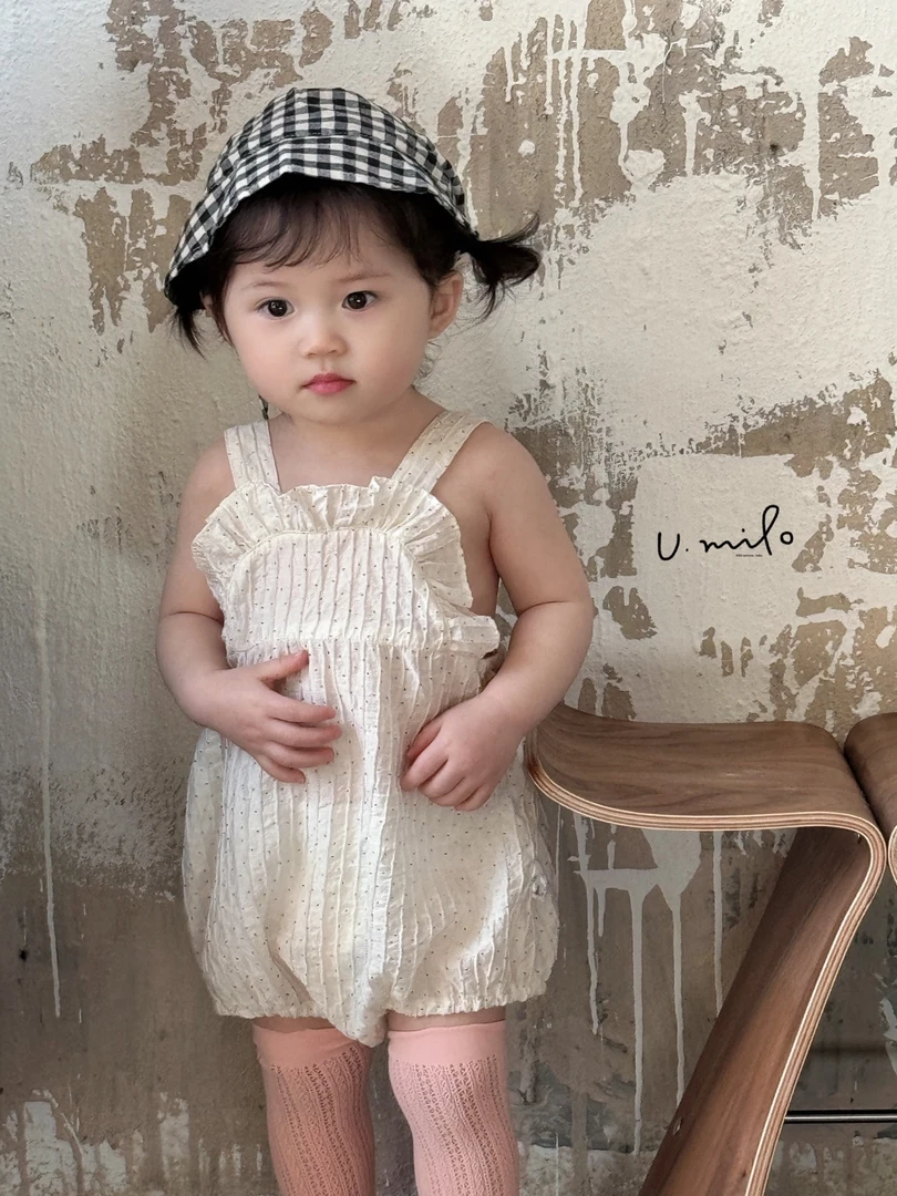 2025女宝夏季爱喜国风温婉大小姐连体衣碎花蕾丝露背无袖儿童洋气