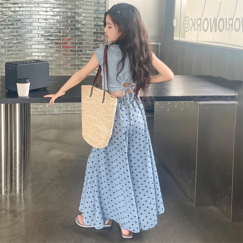 女童夏季套装2025新款女大童洋气短袖女孩裙子儿童夏装裙裤两件套