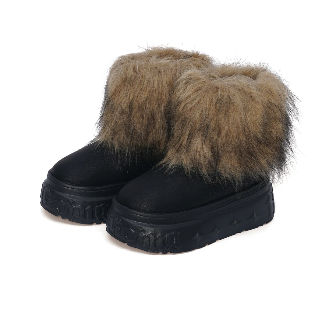 1807INF-010 GOTHIC SNOWBOOTS 哥特雪地靴(超高帮黑色长毛)厚底