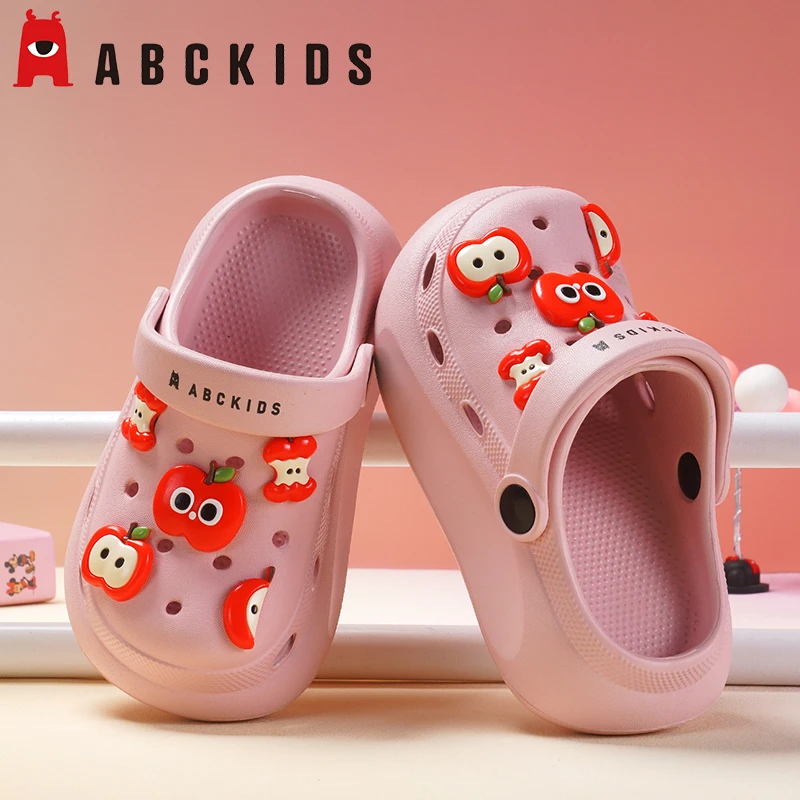 Abckids儿童拖鞋女童凉拖鞋夏季防滑软底包头拖中大童女孩洞洞鞋