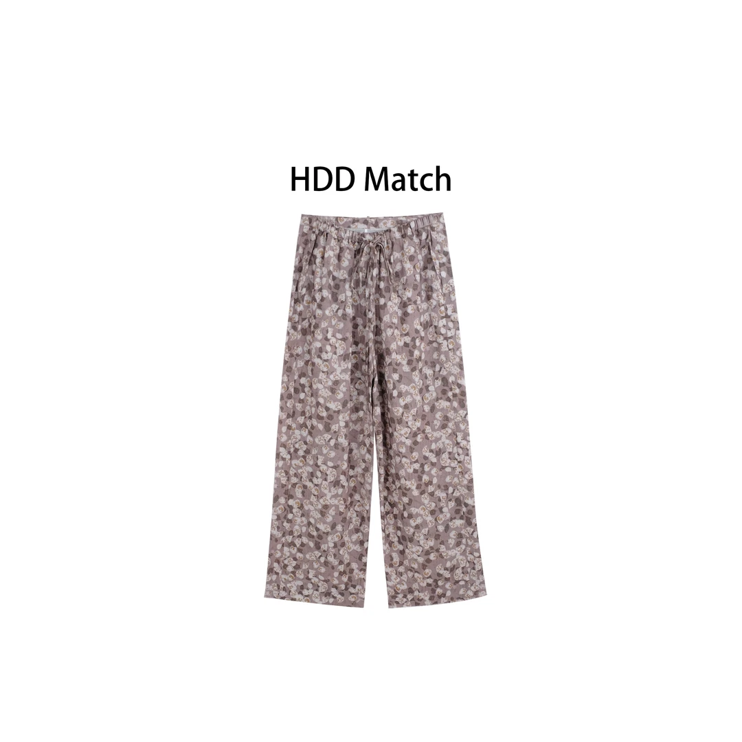HDD "花 镜" 天丝亚麻 夏季女款碎花定制小众休闲裤  Y8255