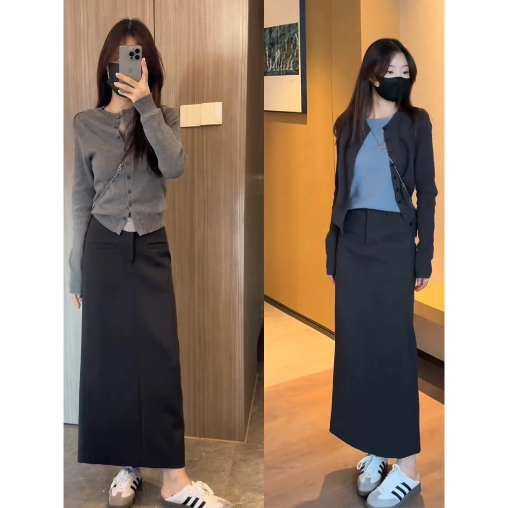 复古气质拼接撞色假两件针织开衫女2025春秋新款毛衣长袖内搭上衣