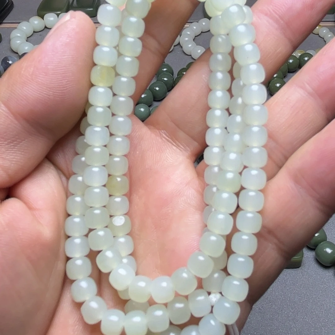 和田玉未镶嵌手链白玉河道料120卡