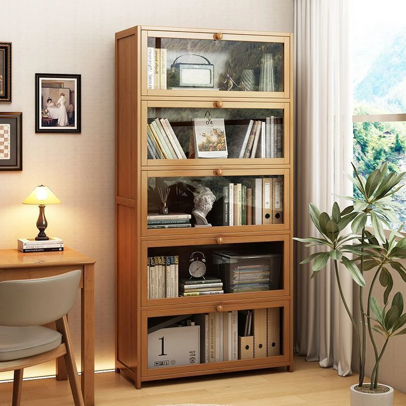 落地翻盖客厅简易儿童家用学生置物架防尘收纳书架书柜柜多层家用