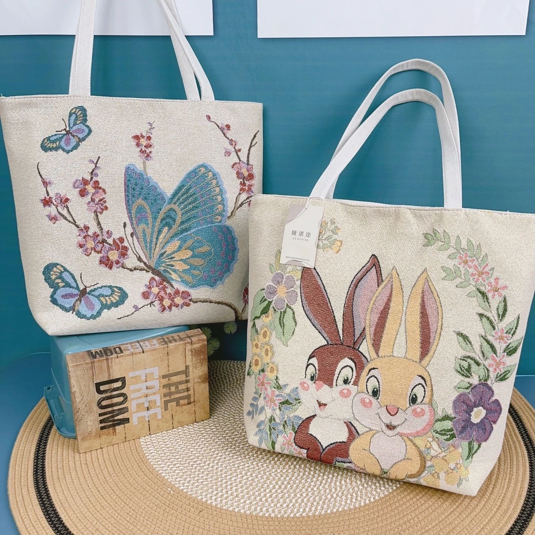 【爆款中包】拉链刺绣耐磨小方包耐脏手提包手拎包简约便当包帆布包