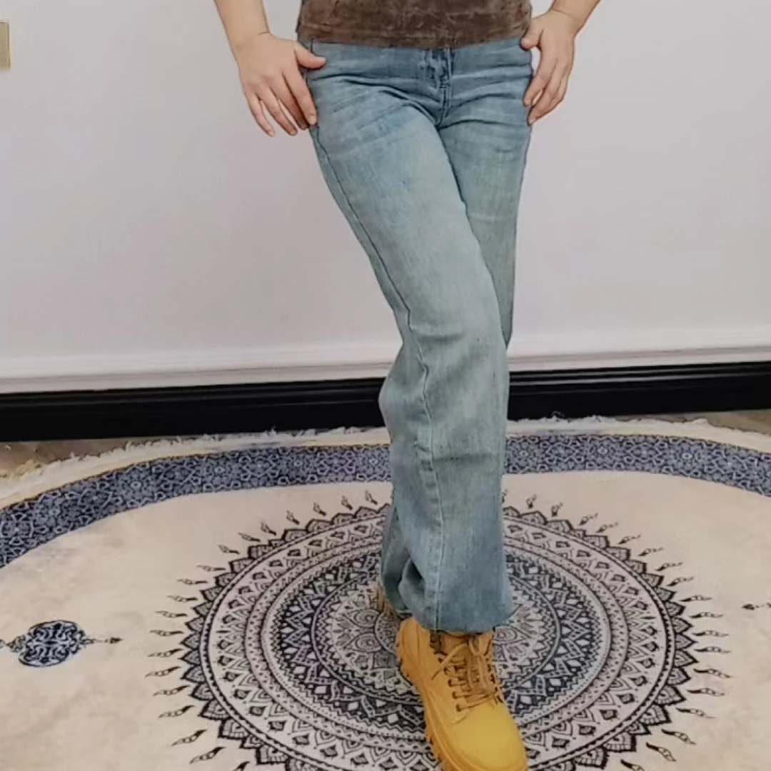 6601蓝高腰直版直筒牛仔裤显瘦百搭秋冬新款爆款阔腿裤子