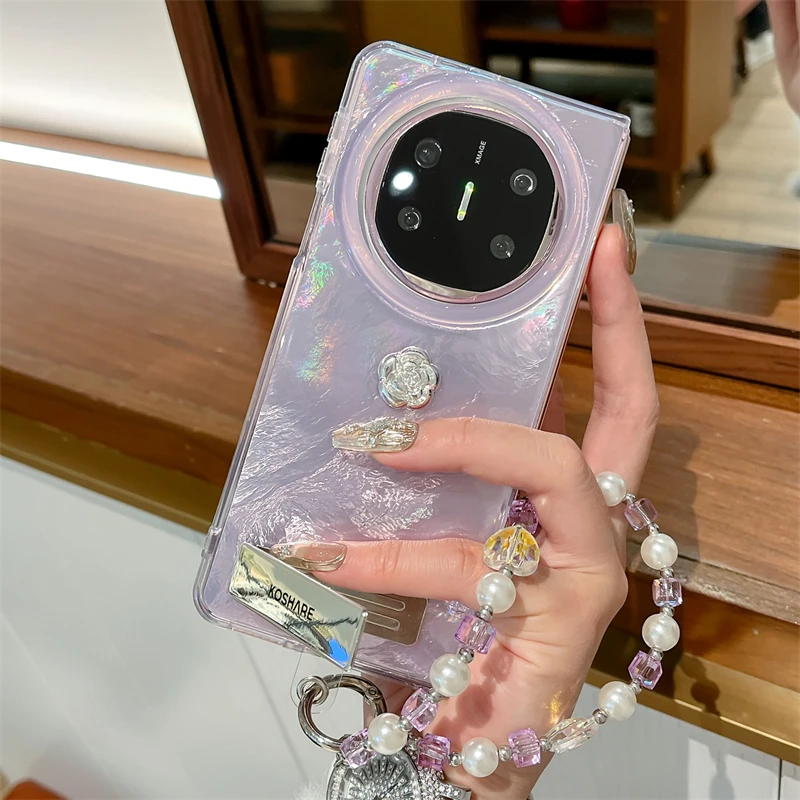 适用于华为matex6手机壳锡纸纹matex5折叠屏x3简约女款支架保护套