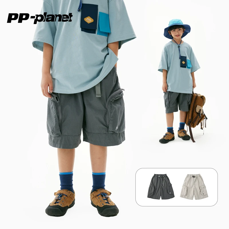 PP星球男童夏季轻薄百搭工装短裤儿童五分裤中大童休闲口袋中裤潮
