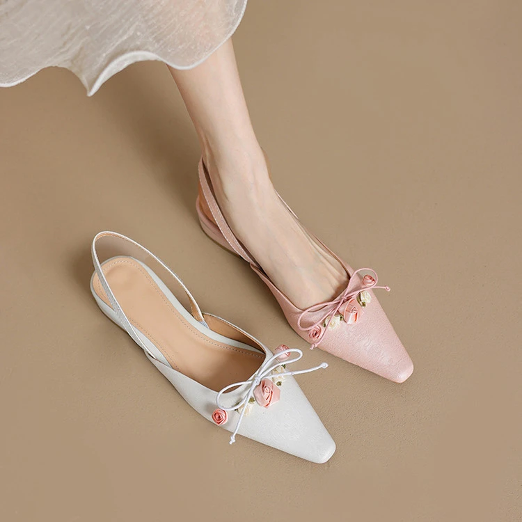 轻奢鞋子小众优雅法式风包头凉鞋新款夏季真皮单鞋高级感方头后空