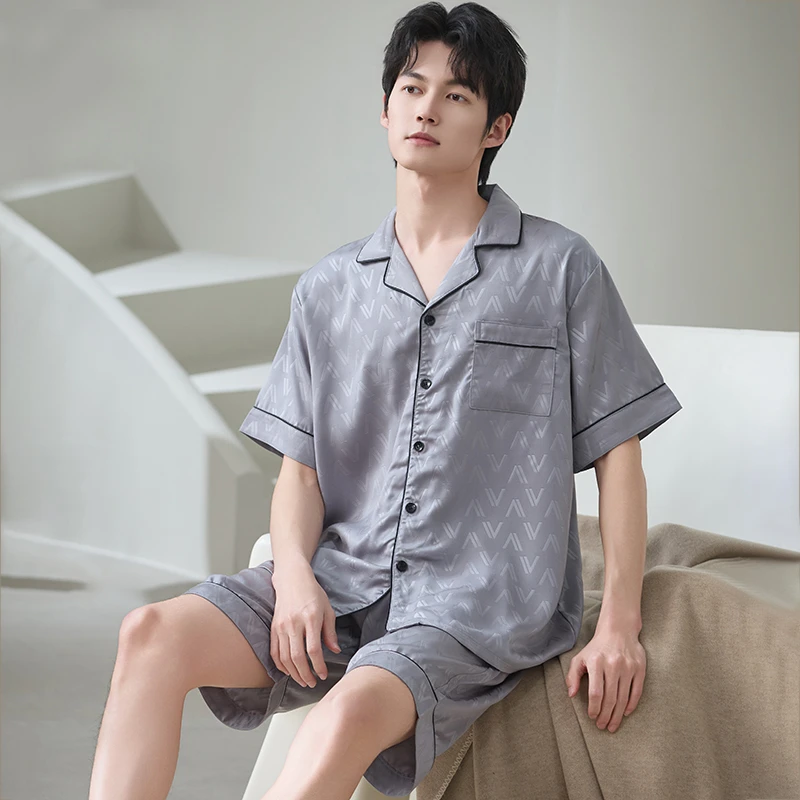 高级感冰丝睡衣男士夏季短袖裤薄款夏天凉感青少年学生套装家居服