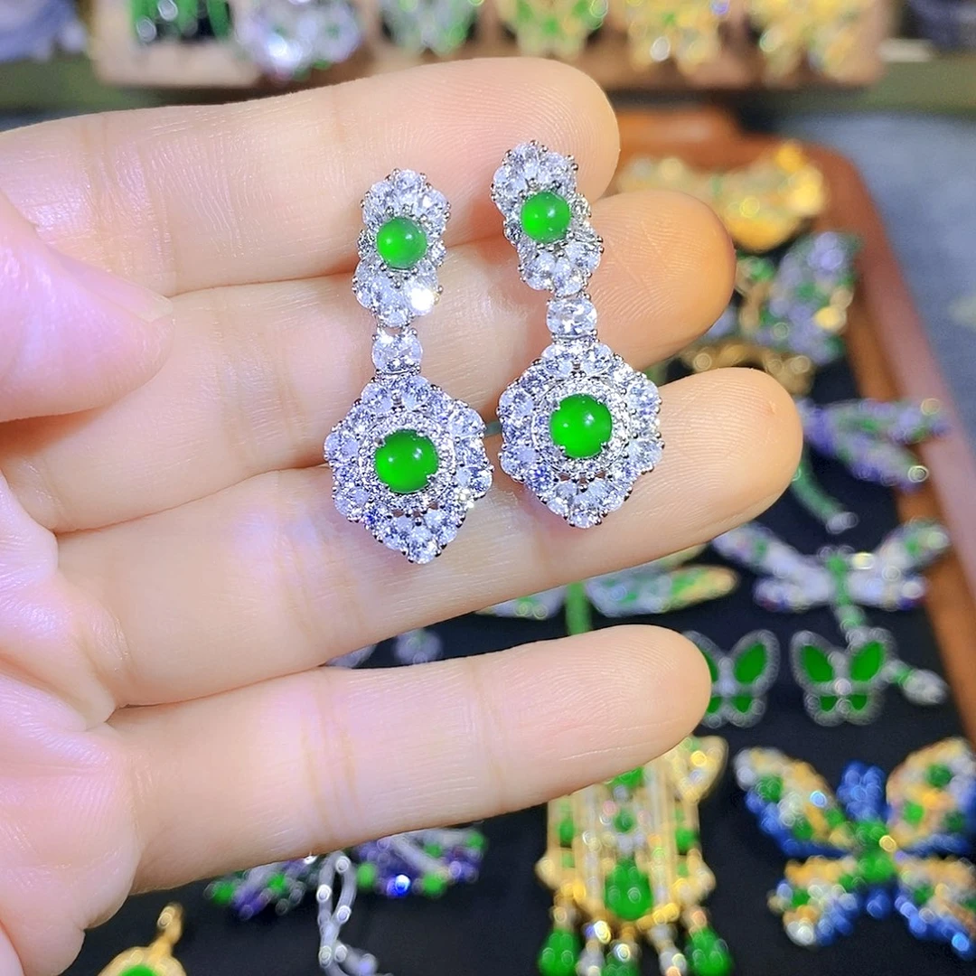 吊坠(不含链)银S925镶嵌翡翠