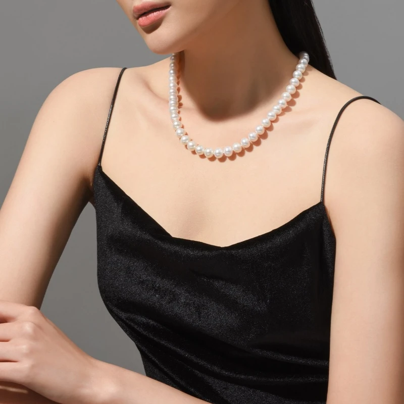 9-10mm淡水珍珠项链正圆强光高品质送妈妈款婆婆礼物强光气质仙女