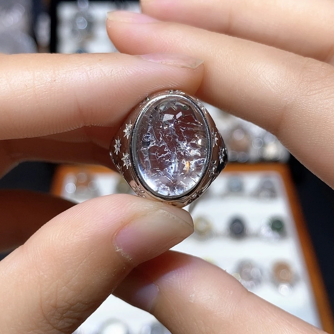 银S925镶嵌戒指水晶