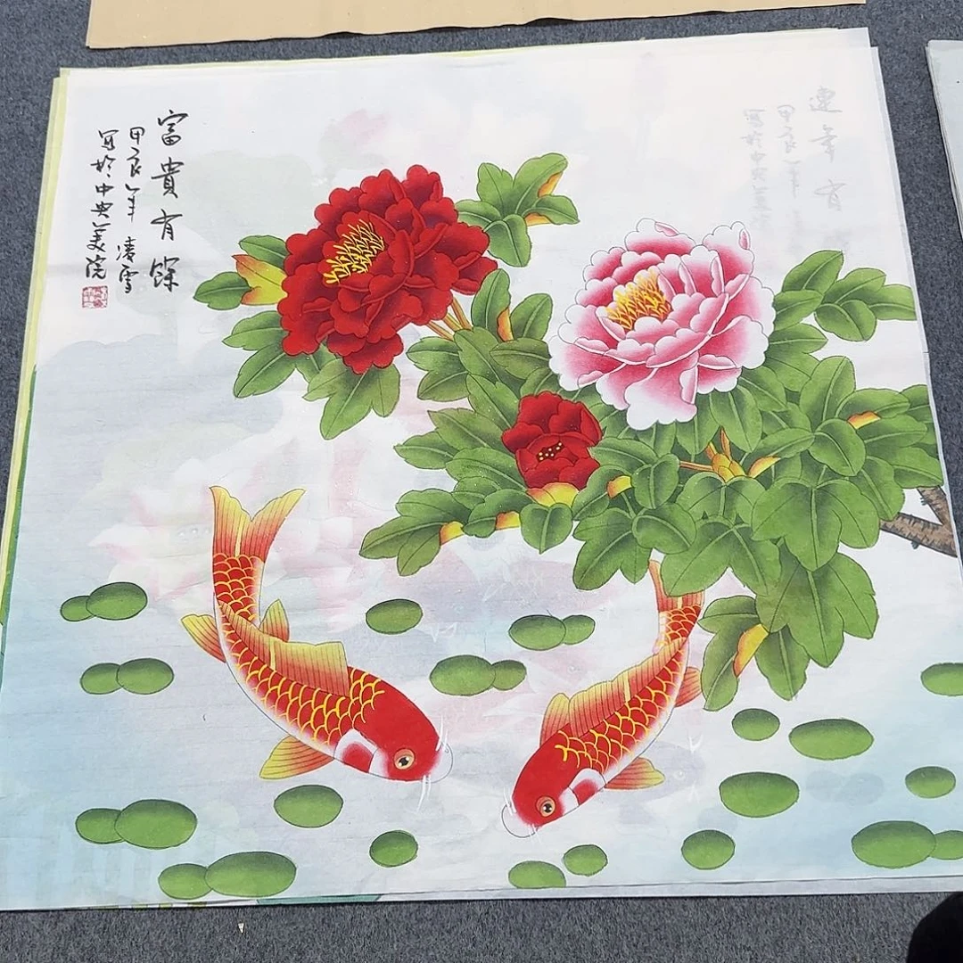 国画尺寸70X70手绘作品