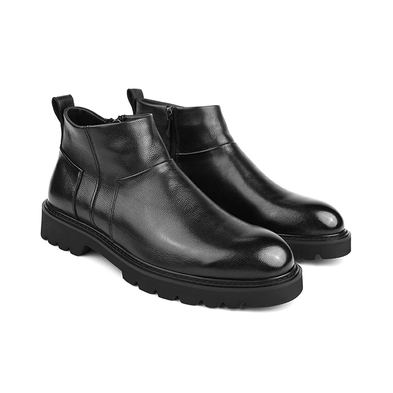 PLANET SUNNY男靴拉链圆头纯色保暖圆头切尔西靴冬季百搭休闲秋冬