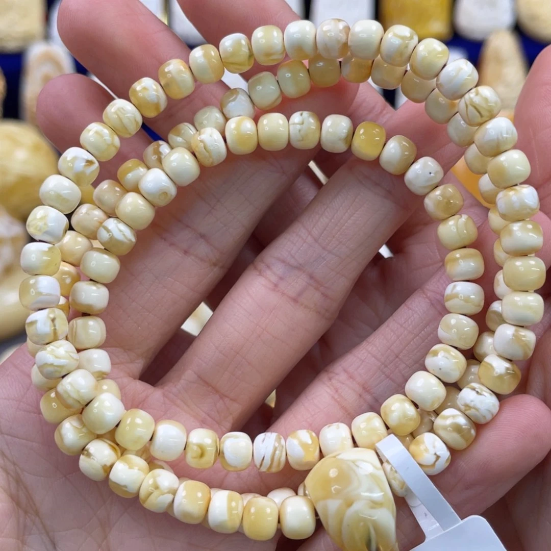 蜜蜡裸石未镶嵌琥珀蜜蜡108卡6mm