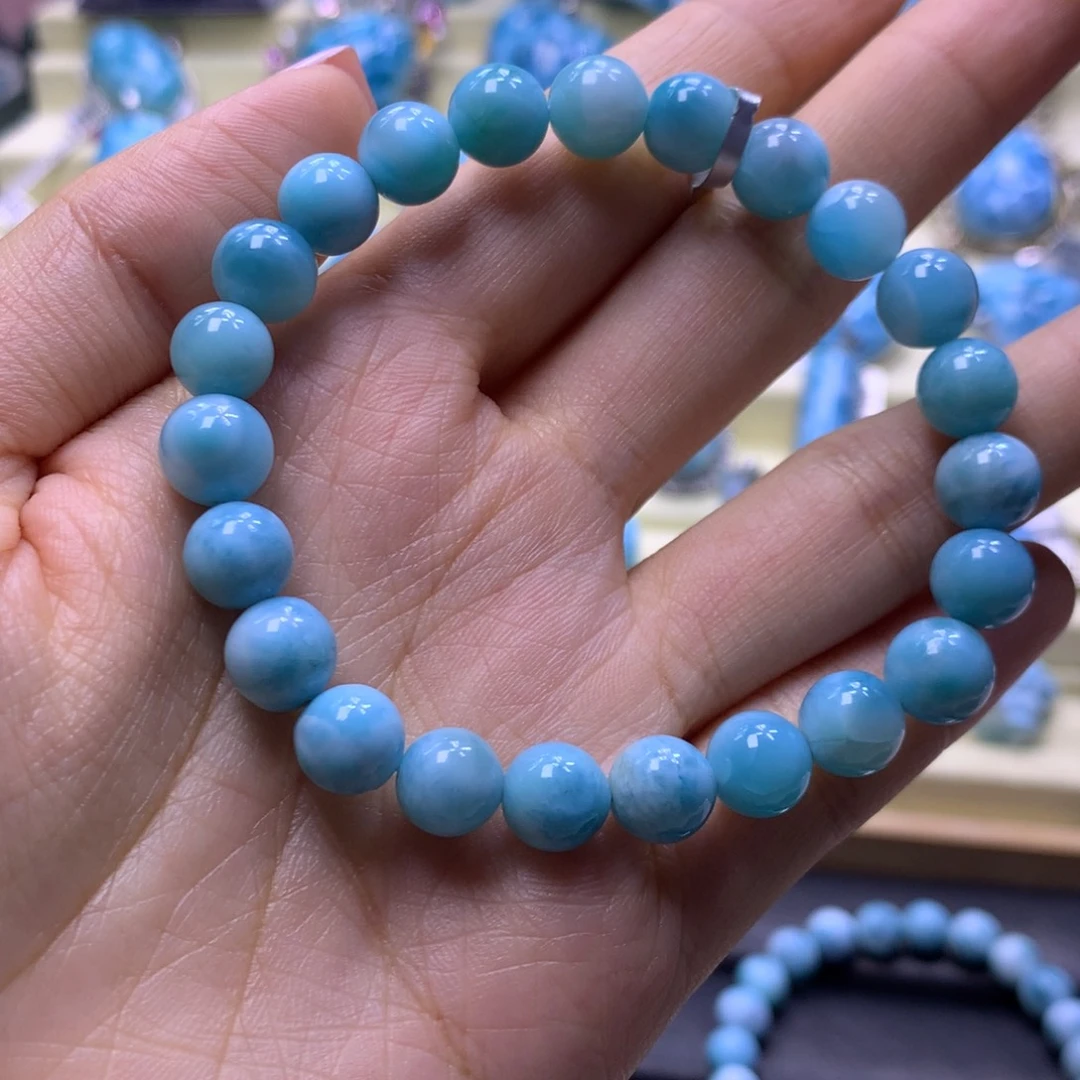 针钠钙石（海纹石）未镶嵌手串8+手串色差略异