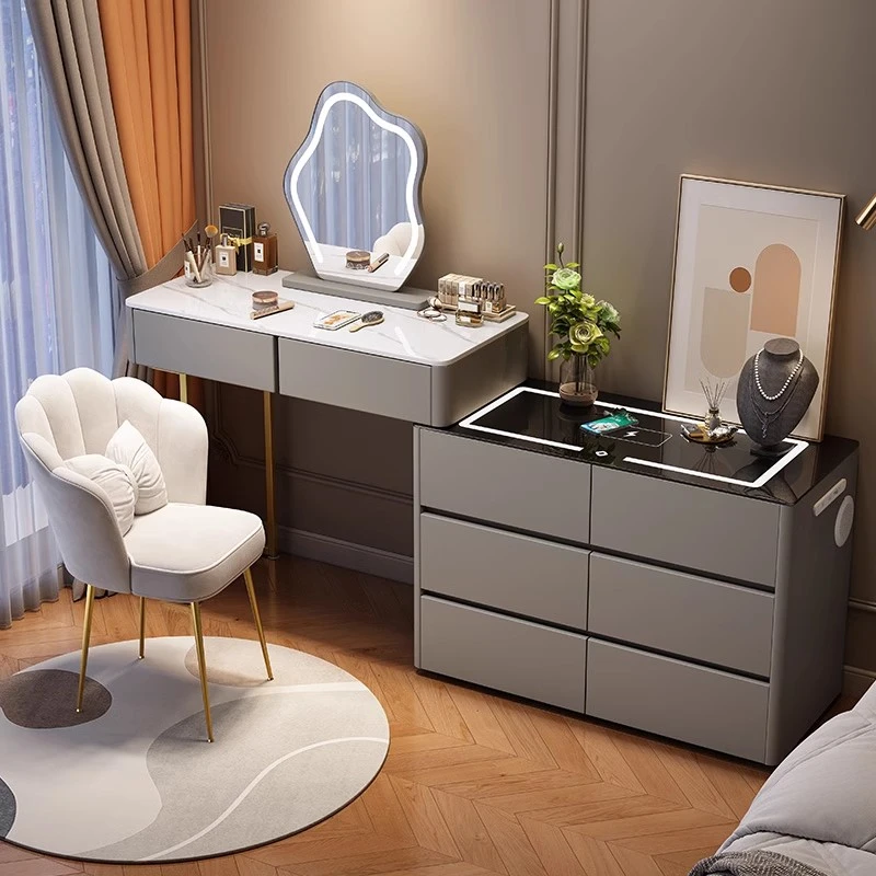 全实木梳妆台卧室现代简约化妆台轻奢高级感收纳一体柜化妆桌