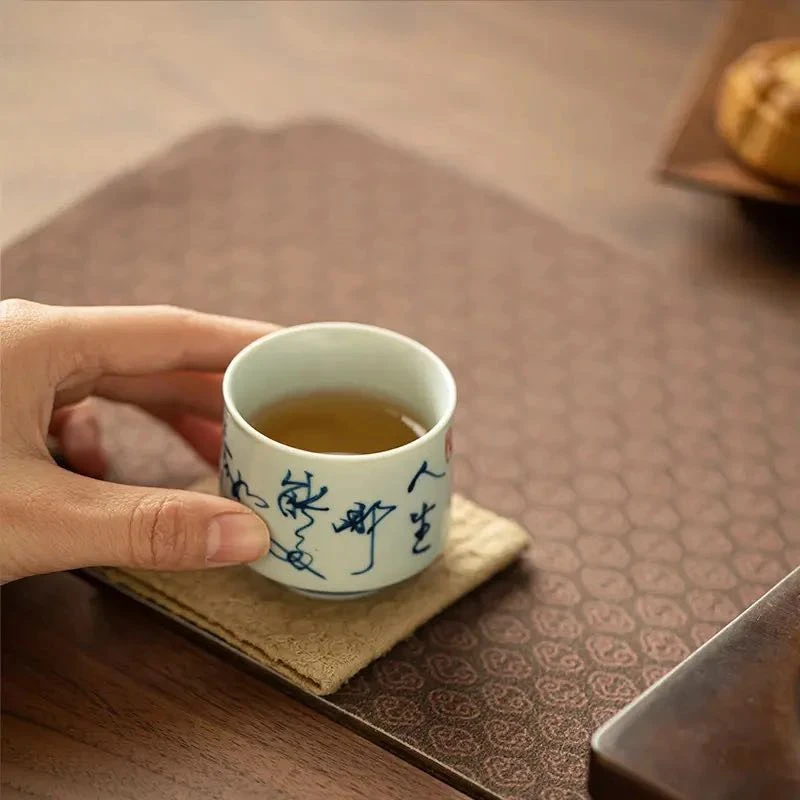 古青釉纯手绘如意百川杯陶瓷主人杯送人送礼品茗杯单杯