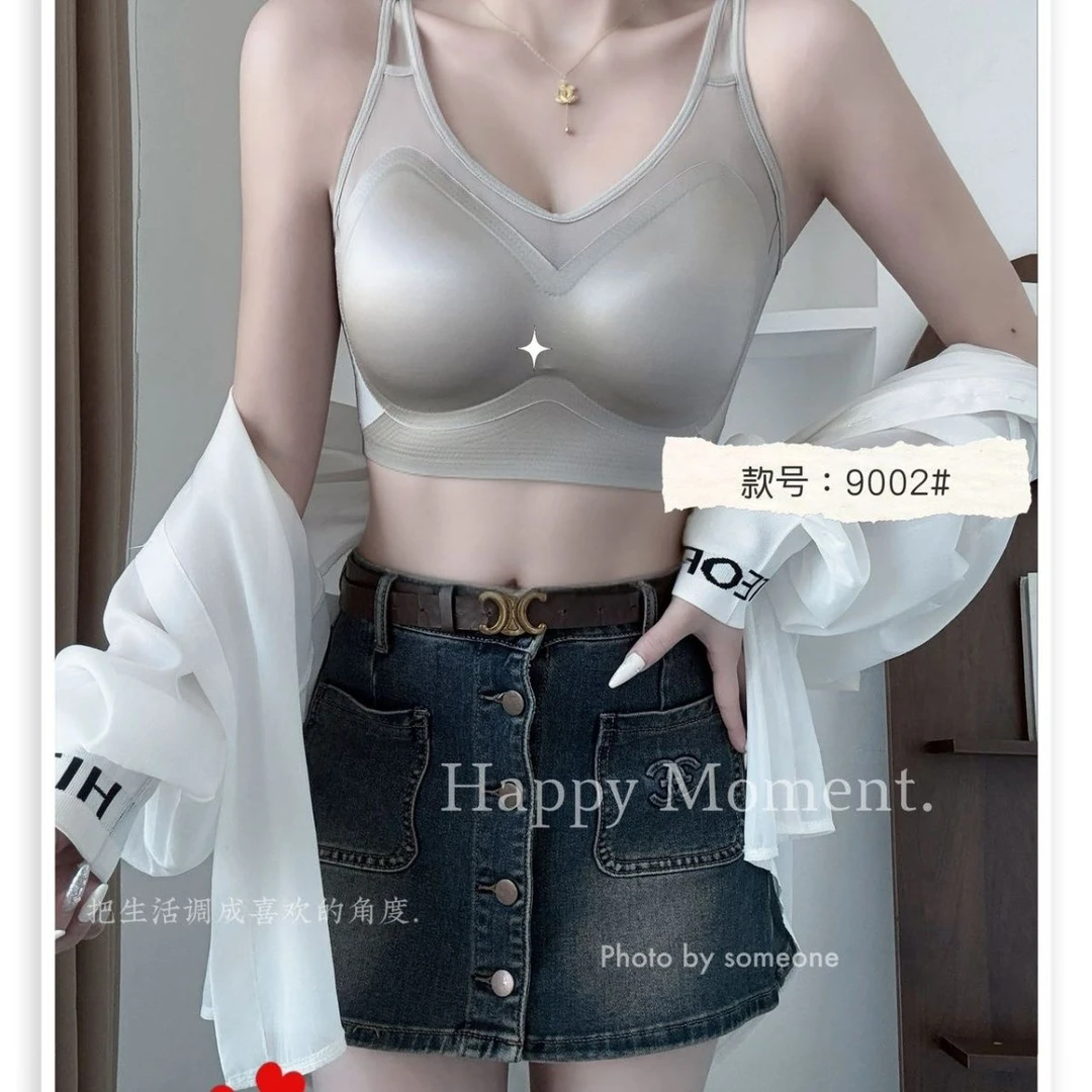 缎面网纱拼接美背内衣舒适聚拢设计轻奢质感夏季性感无钢圈内衣