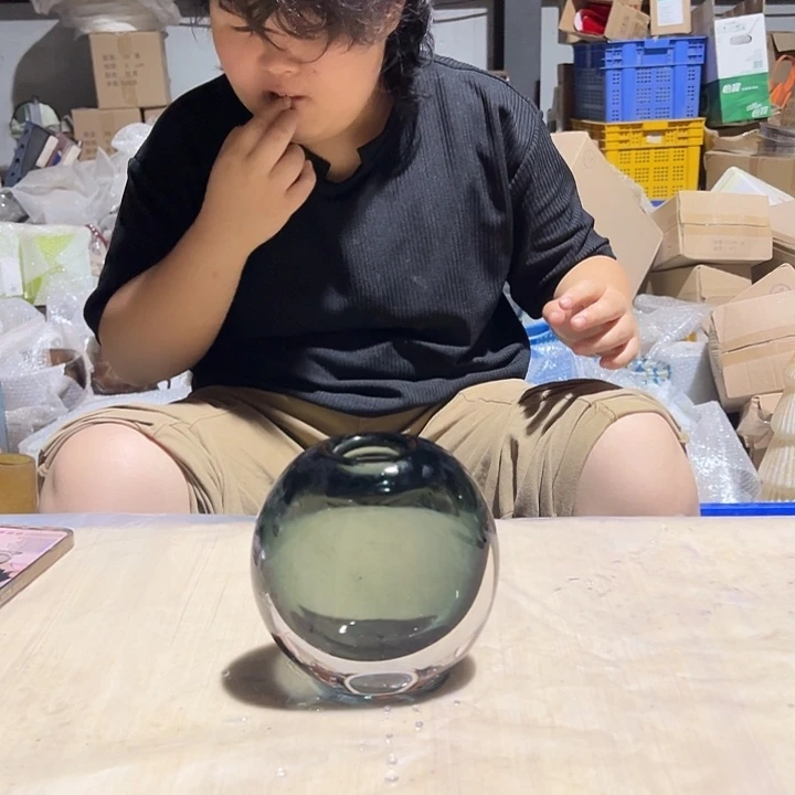 薇***朵琉璃高14轻奢琉璃花器微瑕福利
