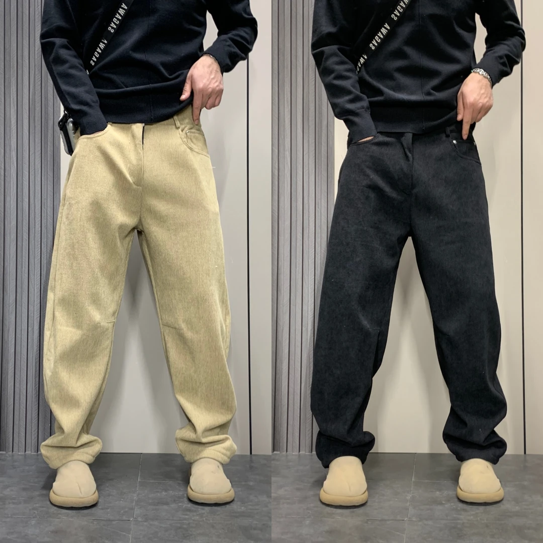 2025年新款秋冬季加绒加厚休闲裤男士黑色宽松直筒裤百搭潮流长裤