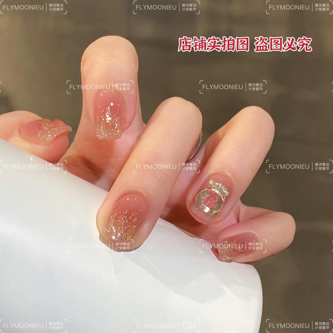 锦云福致  蝶诗舞AB财富款  纯手工定制美甲贴片 定制穿戴甲10片