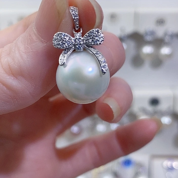 淡水珍珠银S925镶嵌颈饰12+A