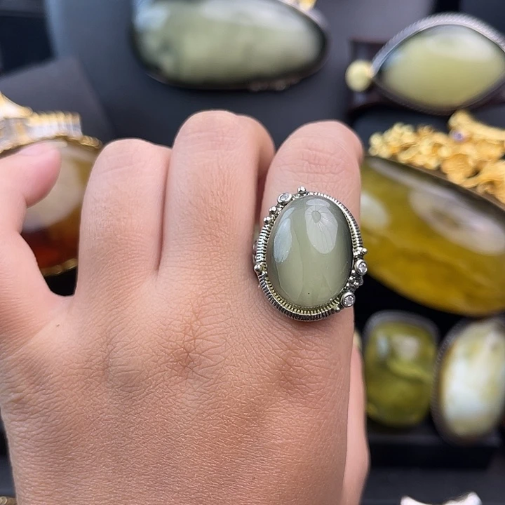 琥珀银S925镶嵌裸石