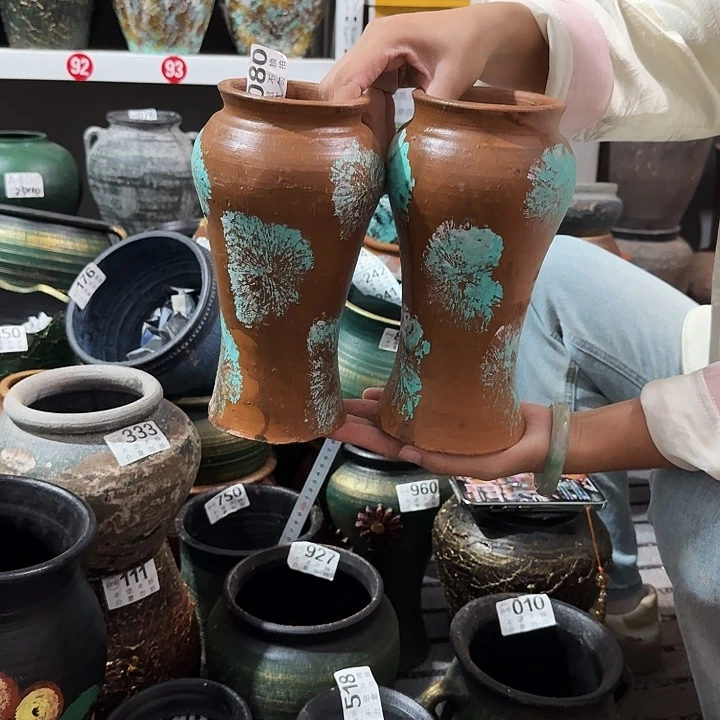 瑕疵彩绘鱼尾一对080高度22口径10