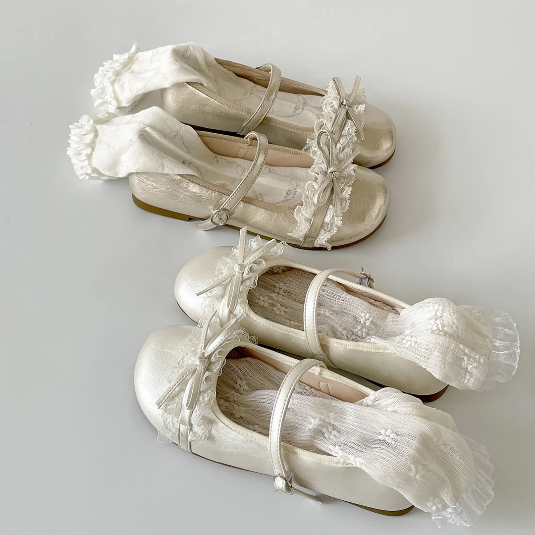 白色法式芭蕾风浅口低跟单鞋女秋2025新款配裙子软底百搭玛丽珍鞋