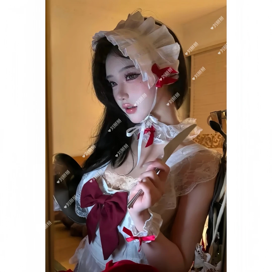 刘掰掰【傲娇天使】新款网红甜美爱心蝴蝶结性感纯欲风吊带连衣裙