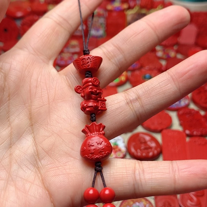 天然辰砂工艺品朱砂手机坠