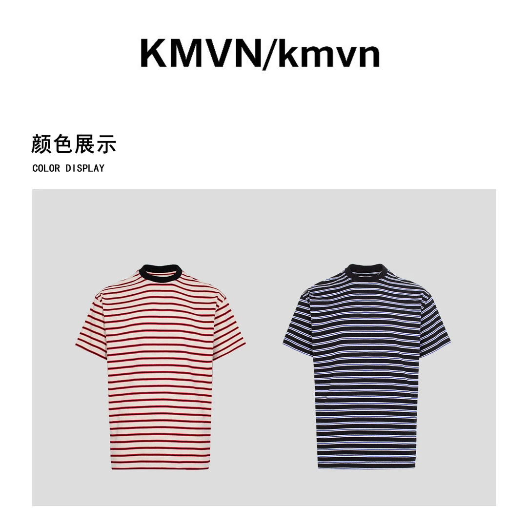 kmvn/kmvn【夏蝉】2025夏季新款时尚原创设计条纹圆领纯棉短袖T恤