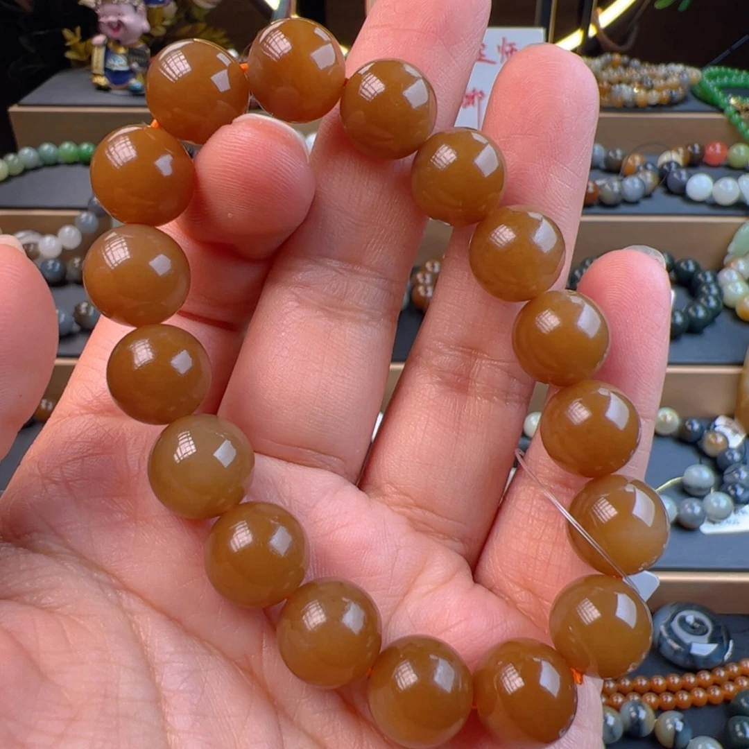 和田玉未镶嵌手链新疆且末糖卡12