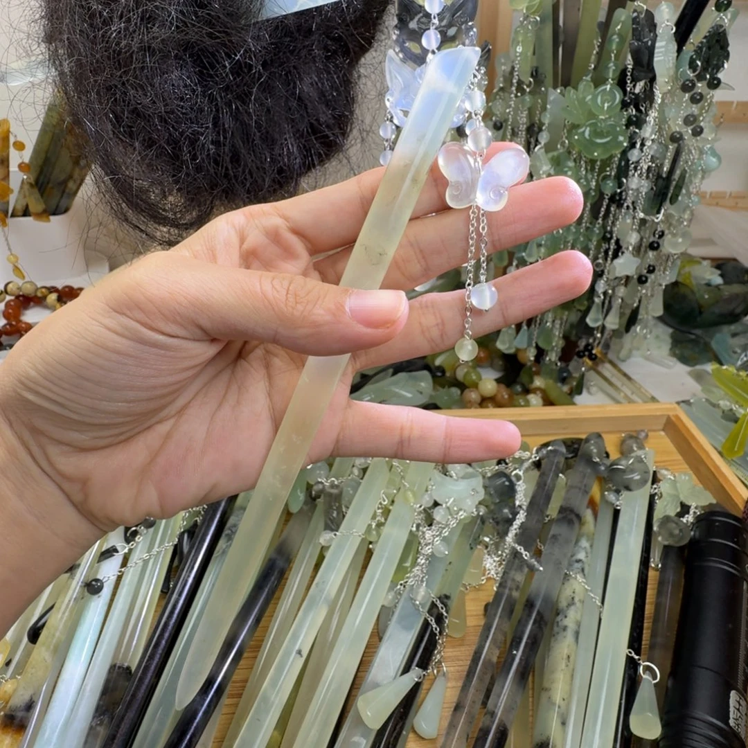 蛇纹石玉合金发饰