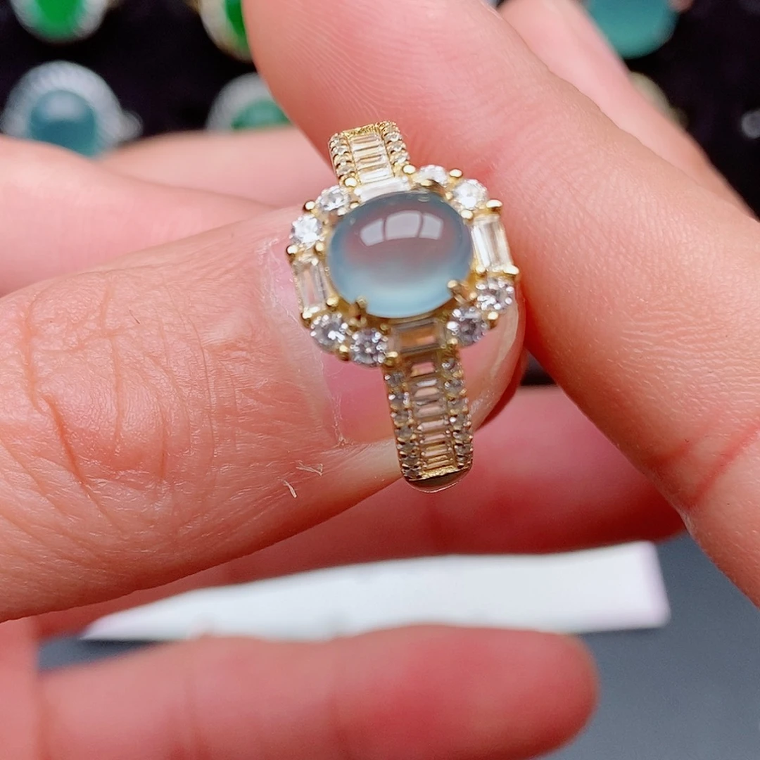 翡翠戒指银S925镶嵌8678586