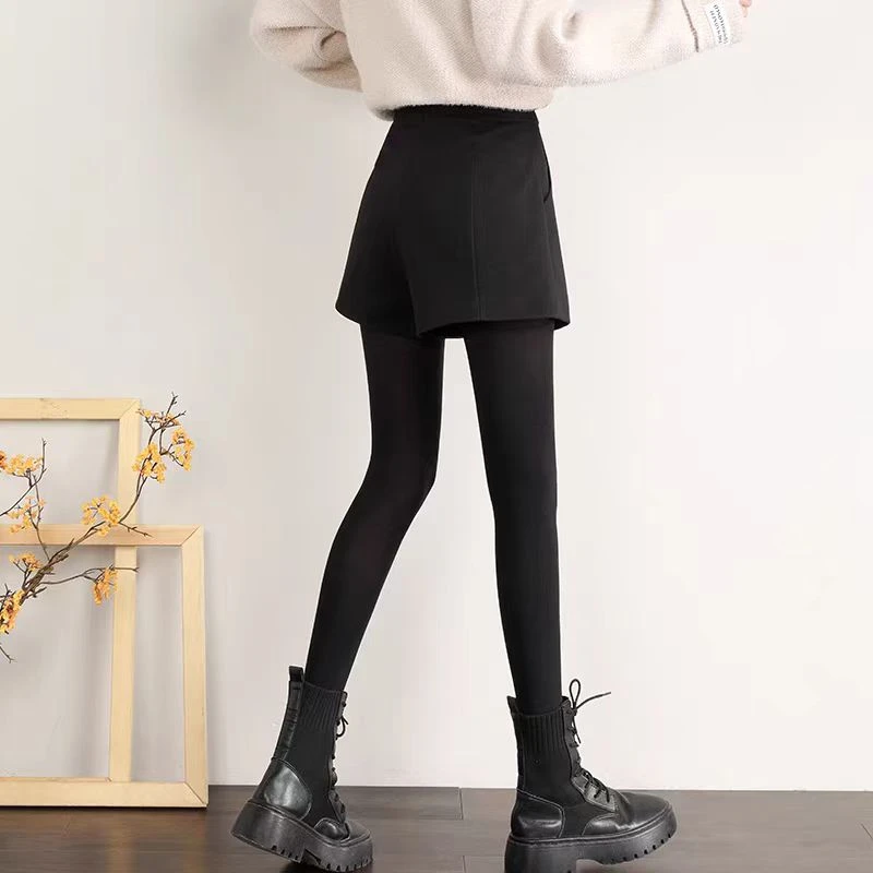 韩版设计感高腰显瘦遮胯毛呢短裤