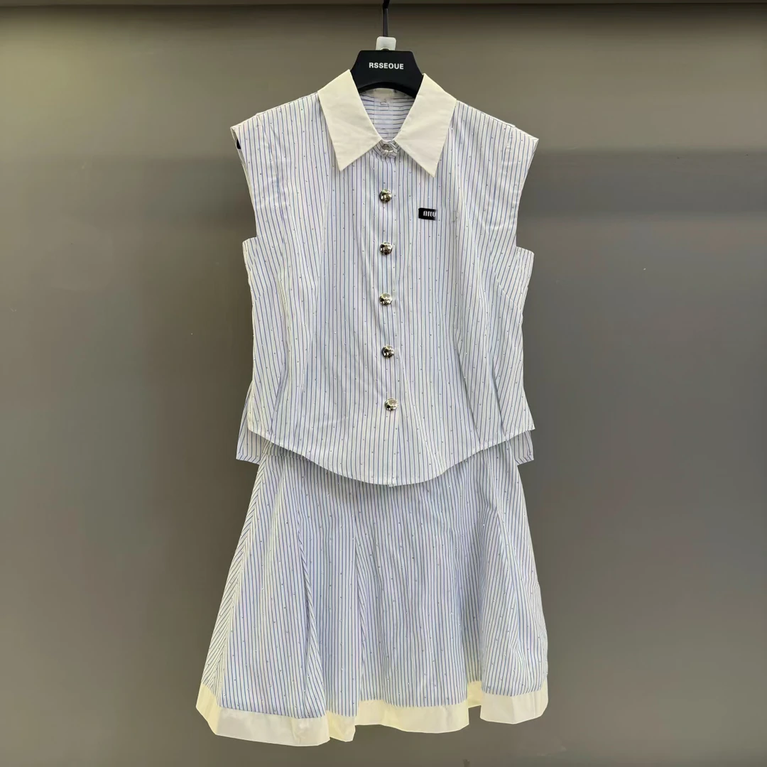 2025夏季新款时尚百搭宽松显瘦洋气衬衫+半身裙两件套女T9608