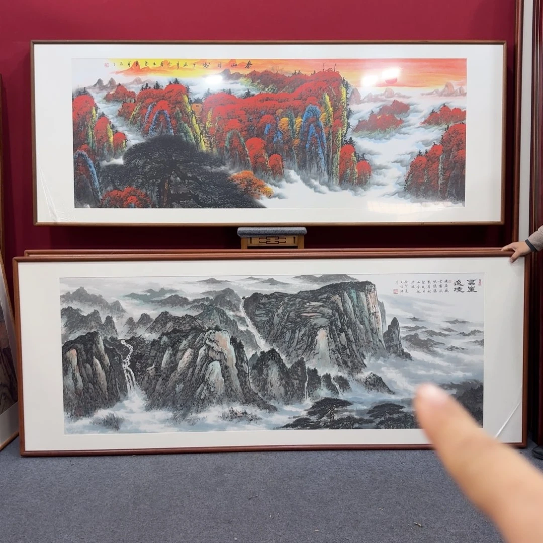 国画手绘作品带框210成80