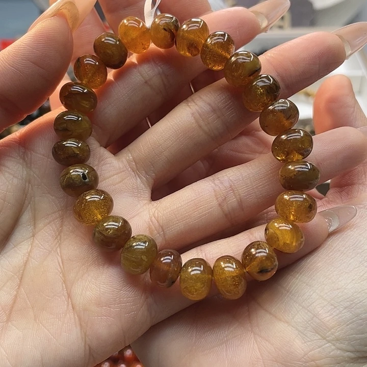 琥珀未镶嵌裸石10+蜜蜡手串