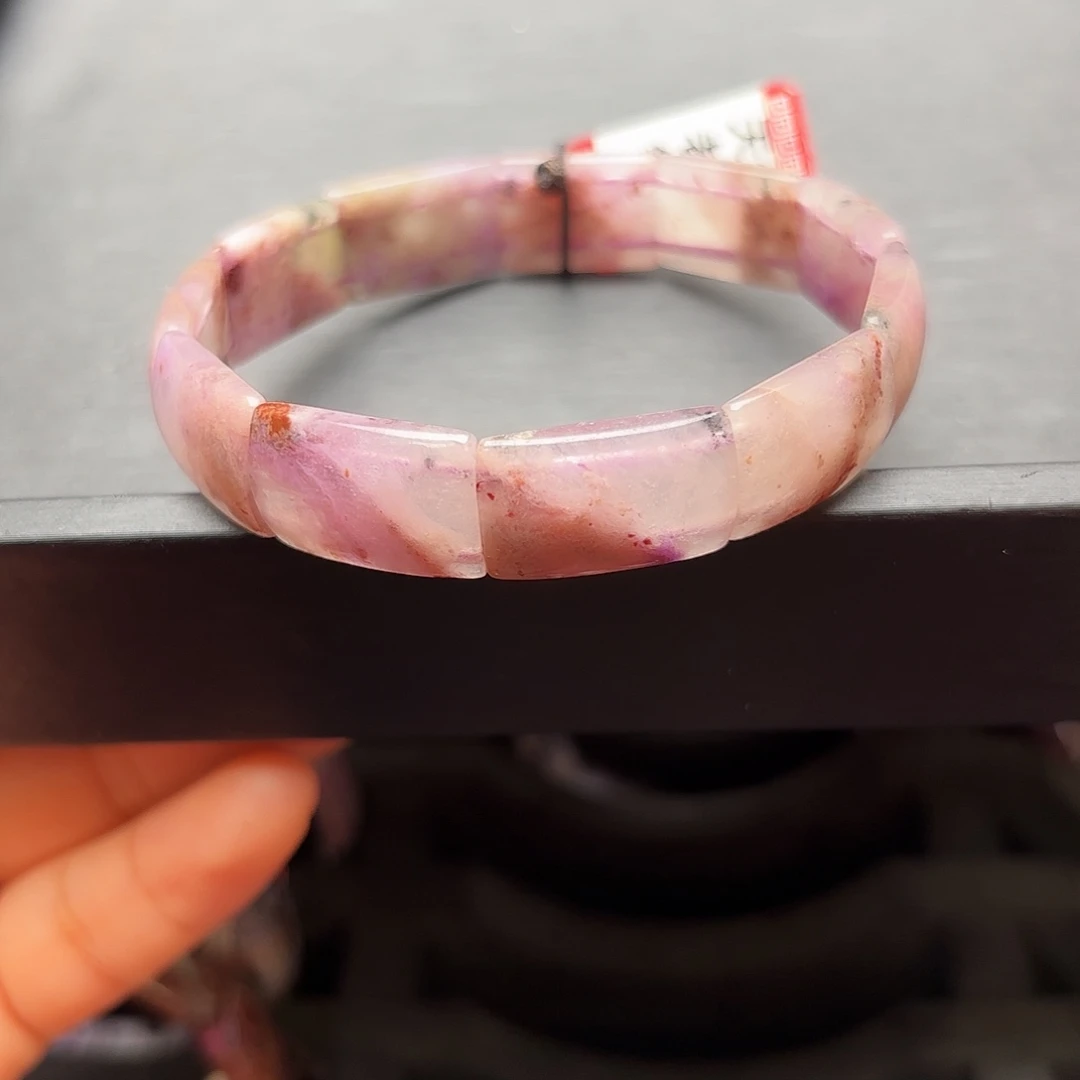 苏纪石（舒俱来）未镶嵌冰飘蜜桃红俏樱花手牌